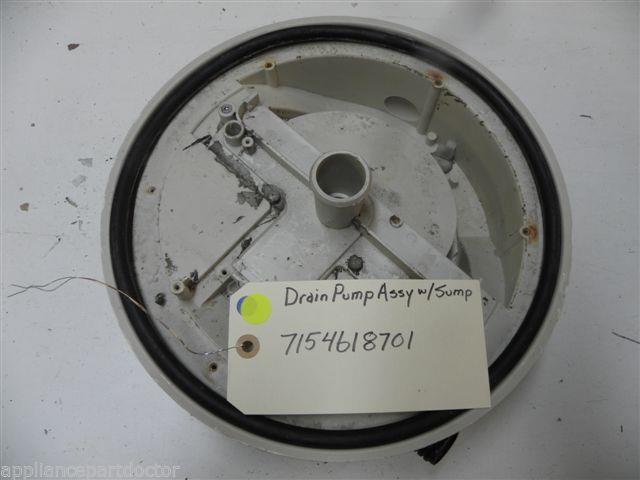 ELECTROLUX DISHWASHER 7154618701 DRAIN PUMP W/ BRACKET & SUMP USED PART ASSEMBLY ELECTROLUX DISHWASHER 7154618701 DRAIN PUMP W/ BRACKET & SUMP USED PART ASSEMBLY